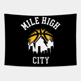Classic Mile High City Denver Basketball Tapestry