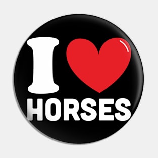 Red Heart I Love Horses Pin