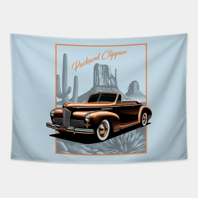 1942 Packard Clipper Vintage Travel Design Tapestry by Kid Relic