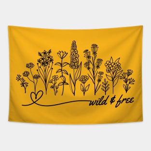 Minimalist Wildflower Tattoo Design, Nature Mama Tapestry