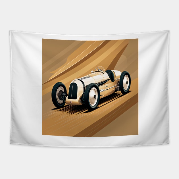 Art Deco Style Racing Car Tapestry by TheArtfulAI