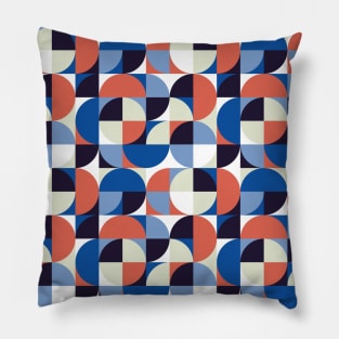 Blue and Orange Vintage Geometry Pillow