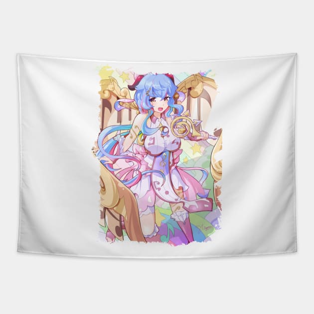 Ganyu Genshin Impact music cosplay theme Tapestry by KawaiiDreamyPixie