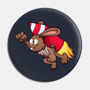 Rabbit With Firework Jetpack Pin