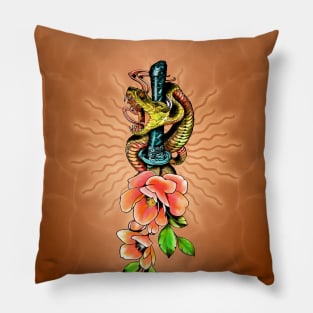 Awesome snake with flowers Pillow