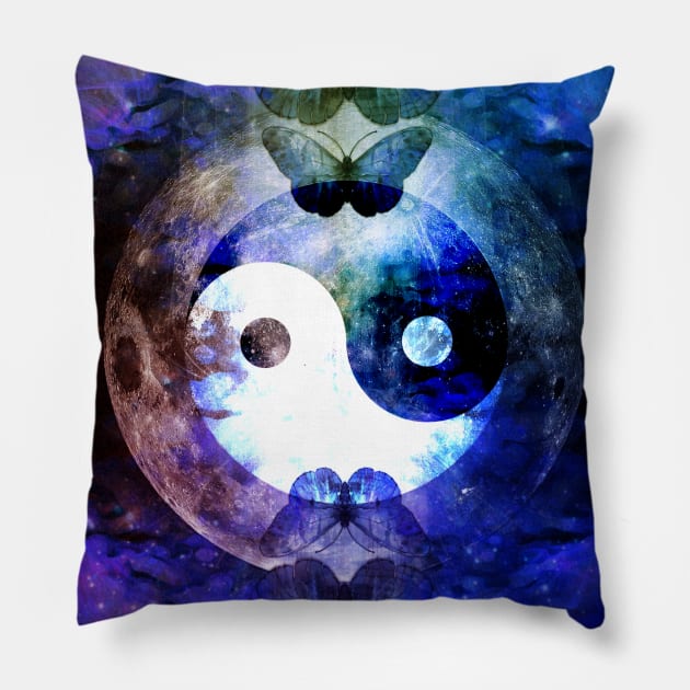 Sister Moon , Butterflies, Moon I Ching Pillow by Dream and Design