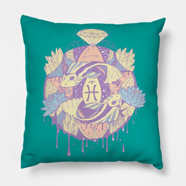 Retro Blend Mystic Pisces Motion Pillow by kenallouis