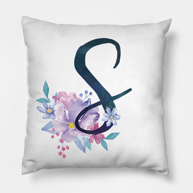 Floral Monogram S Pretty Lilac Bouquet Pillow by floralmonogram