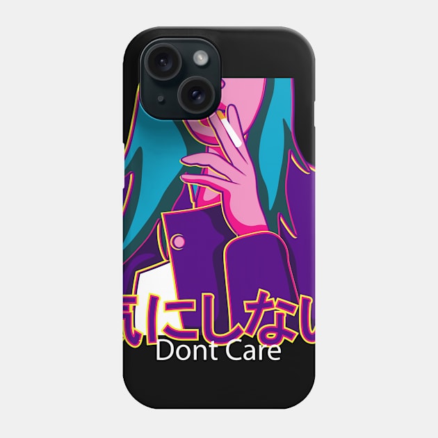 Vaporwave Aesthetic E-girl Don't Care Phone Case by QQdesigns