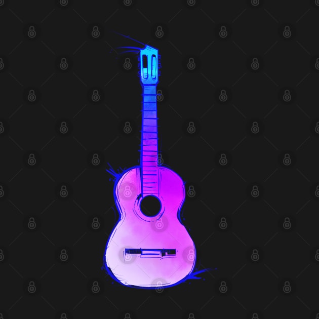 watercolor accustic guitar by weilertsen