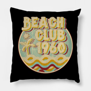 vintage retro beach club 70s 1960 with spirale turqoise Pillow