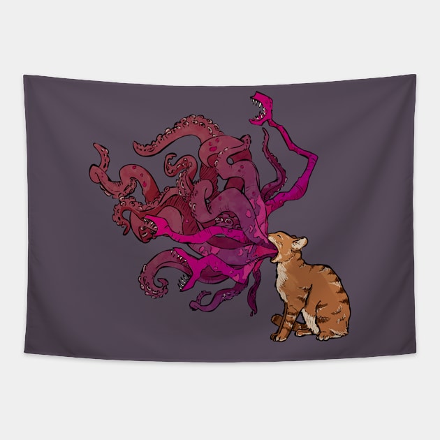 Cthulhu Cat Tapestry by Rackham