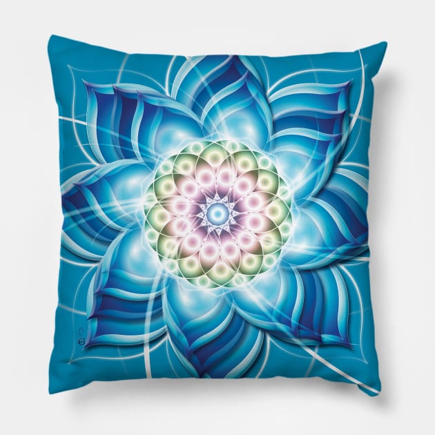 Blu flower mandala Pillow by HagalArt