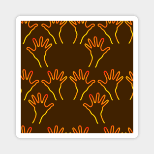 Cave Hands Anew Yellow-Red on Dark Brown Magnet