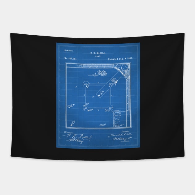 Baseball Patent - Sports Fan Softball Baseball Art - Blueprint Tapestry by patentpress