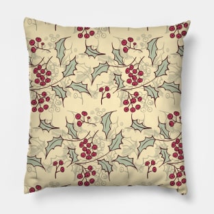 Holly berry Christmas pattern design Pillow