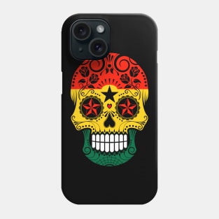 Ghana Flag Sugar Skull with Roses Phone Case