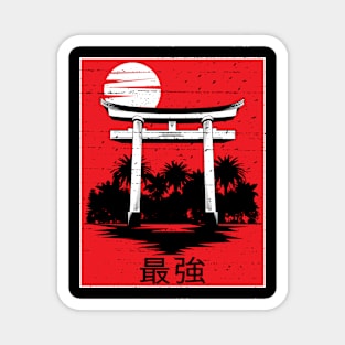 japanese temple in red black white design Magnet