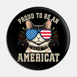 Cat US Flag Sunglasses Proud To Be An Americat Pin