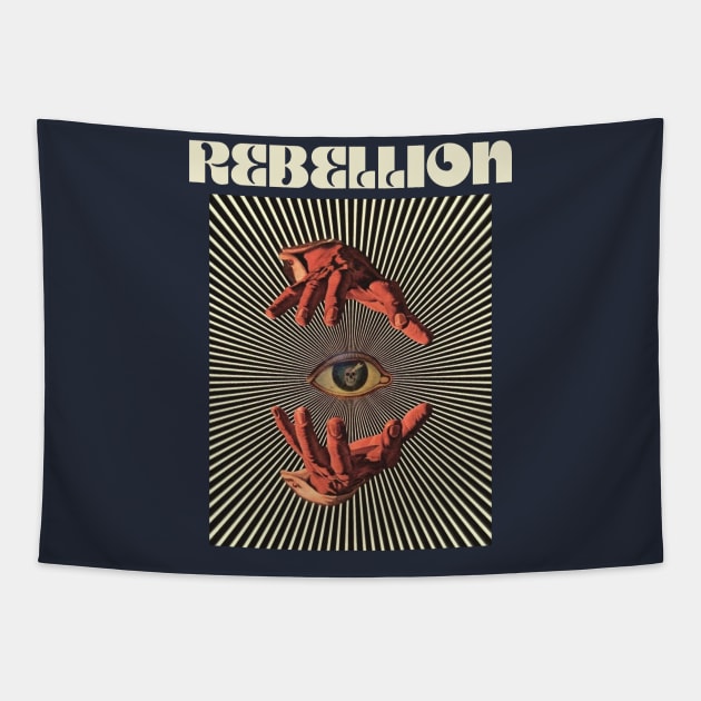 Hand Eyes Rebellion Tapestry by Kiho Jise