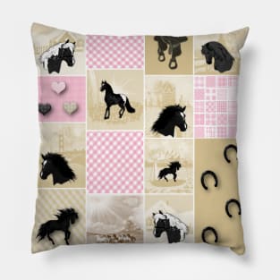 Horse Lovers Patchwork Pattern Pillow