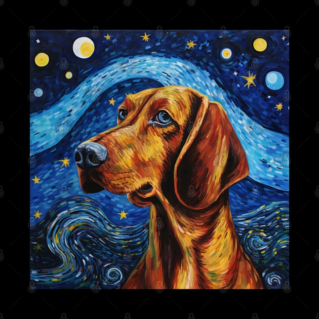 Redbone Coonhound in Starry Night Style by NatashaCuteShop