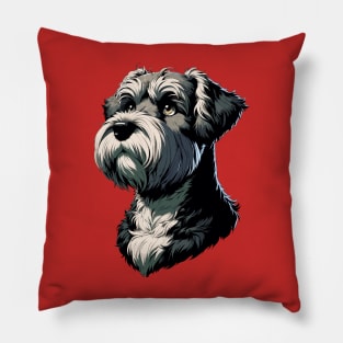 Stunning and Cool Glen of Imaal Terrier Monochrome and Gold Portrait for Father's Day Pillow