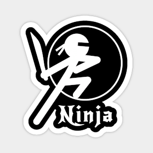 Stickman Ninja - White Magnet