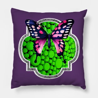 Purple Butterfly, Green Dots, Astrology Pillow