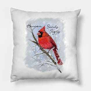 Red Cardinal Heaven Sends Signs Pillow