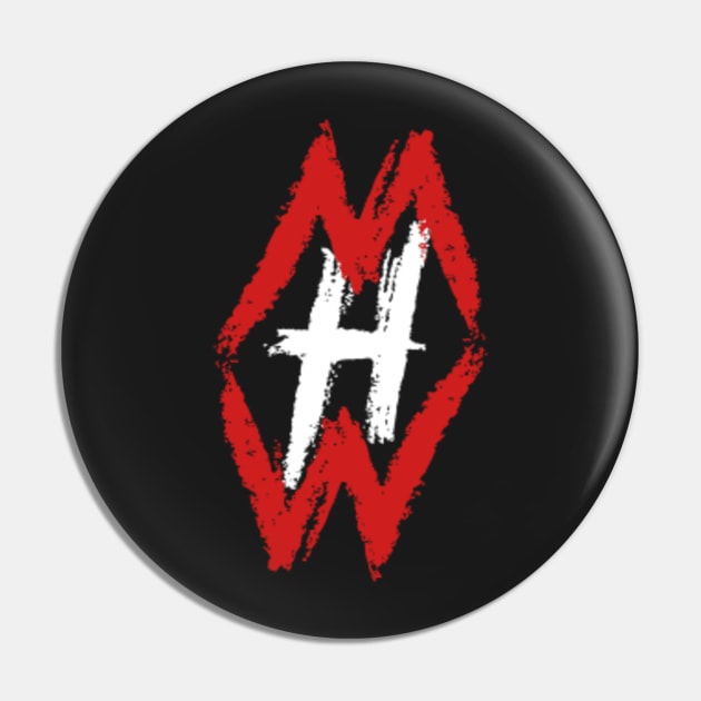 White and Red Hidden Wisdom Logo Pin by medderick