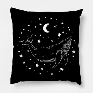 Majestic Blue Whale Amidst the Celestial Circle Pillow