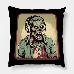 Zombie with headphones Pillow