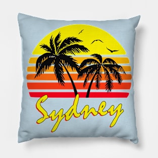 Sydney Australia Retro Sunset Pillow