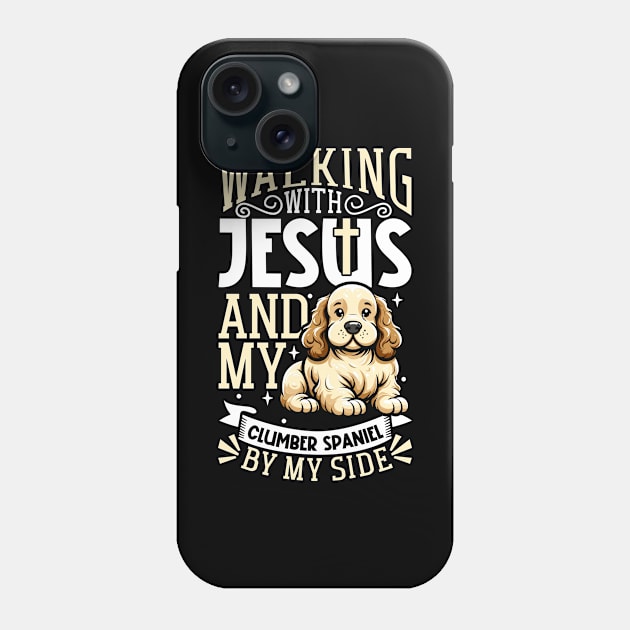 Jesus and dog - Clumber Spaniel Phone Case by Modern Medieval Design