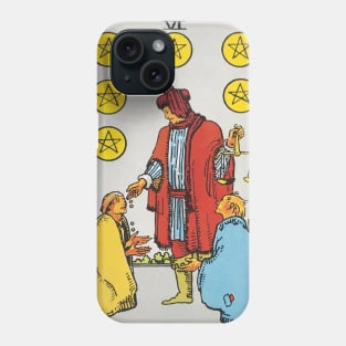 Six of pentacles tarot card Phone Case