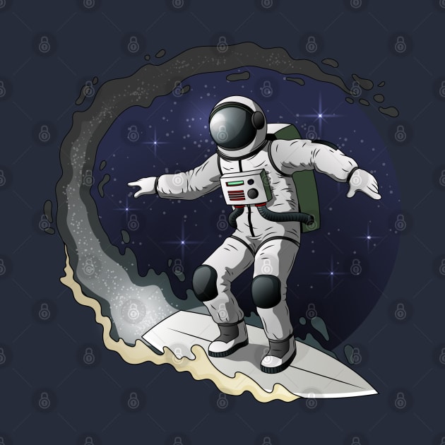 astronaut surfer in galaxy by Liking