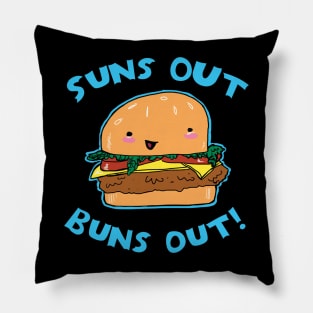 Suns Out Buns Out Cute Cheeseburger Food Pun Graphic Pillow