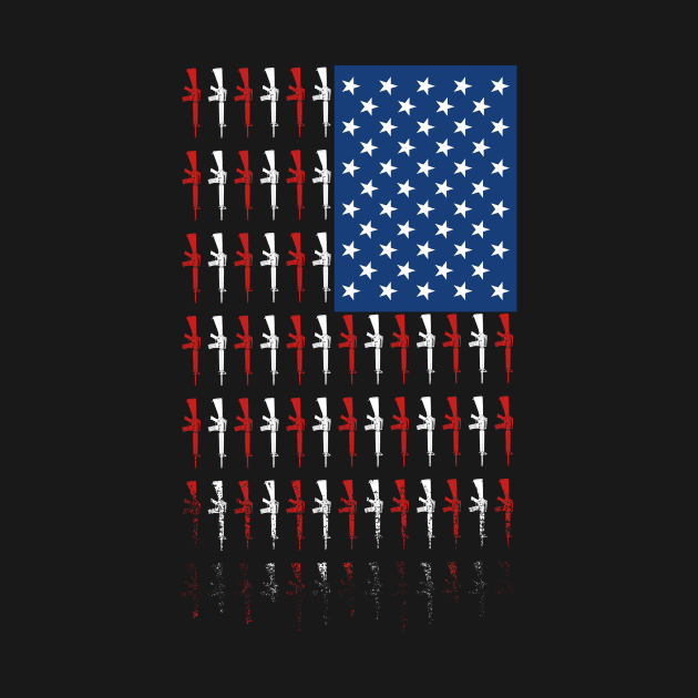 America Rifle Assault Rifle USA US Flag States by Monstershirts