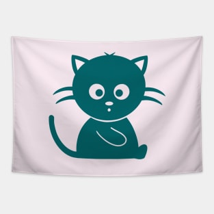 Funny Cat Sitting Silhouette Tapestry