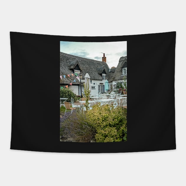 Pretty cafe with thatched roof Tapestry by yackers1