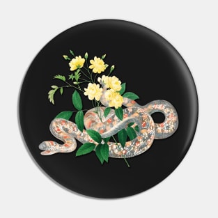 Vintage Snake and Yellow Roses Pin