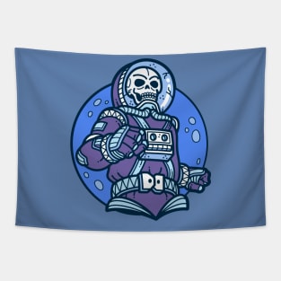 Retro Space Skeleton in Spacesuit Tapestry