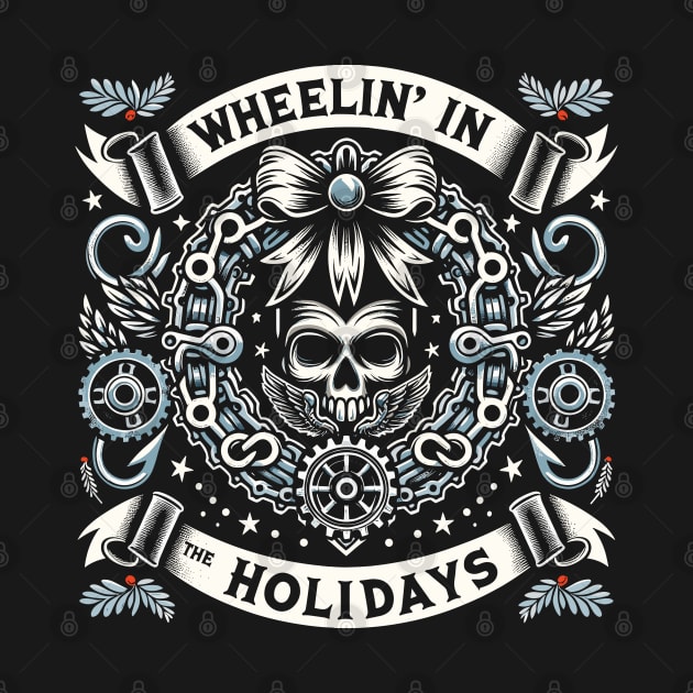 Wheelin’ in the holidays - Motorcycle Christmas wreath by PrintSoulDesigns