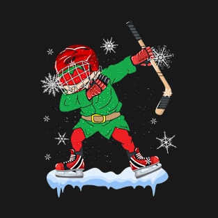 Hockey Stick Costume For Men Women Dabbing Ice Hockey Elf Matching Family Ugly Christmas For Women Men T-Shirt