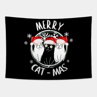 Merry Catmas Funny Cats Christmas Gift Tapestry