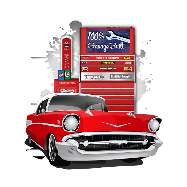 1957 Red and White Garage Built Chevy Bel Air by RPM-ART