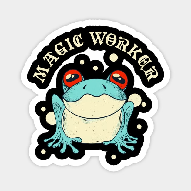 Magic Worker Frog Cottagecore Aesthetic Magnet by Foxxy Merch
