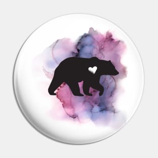 Watercolor Bear Heart Pin