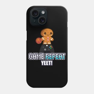 Game Night Repeat - Cute Gingerbread Gamer - Graphic Novelty Gift - Holiday Saying Text Design Typographic Quote Phone Case